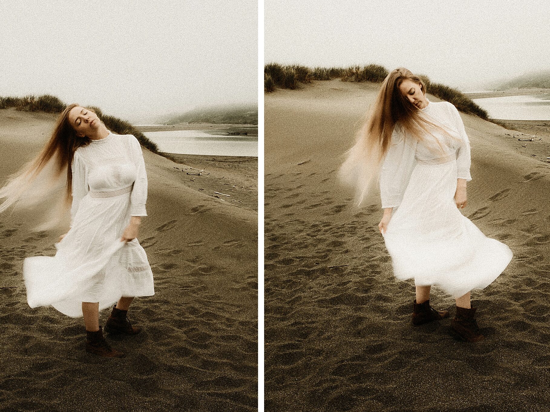 long exposure portraits of mom twirling in white dress Missouri artistic photographer