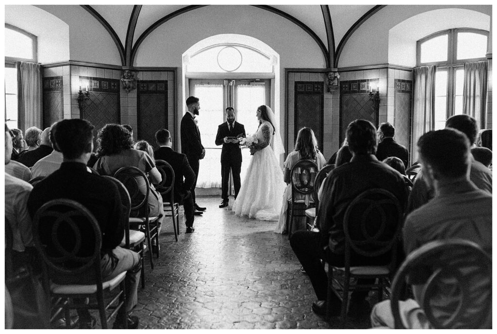 black and white zoomed out ceremony indoor photo St Louis Missouri