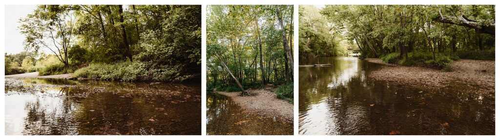 Indian Camp Creek outdoor engagement session location in the water with creek and bridge St Louis wedding photographer