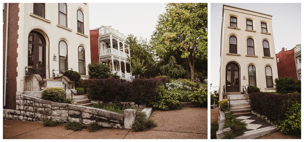 Lafayette Park downtown town homes backdrop for urban engagement sessions in St Louis Missouri wedding photographer