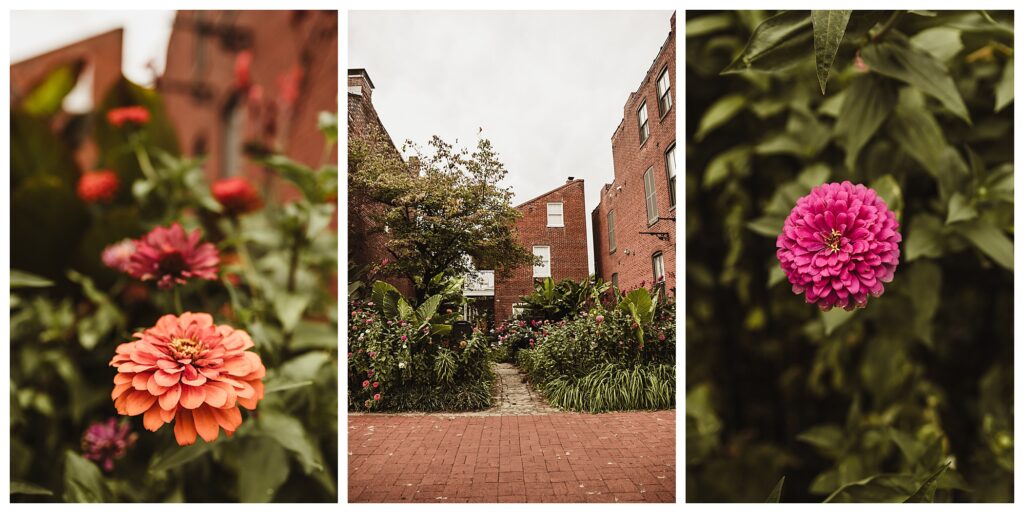 Soulard floral engagement session spot brick houses downtown urban vibe STL wedding photographer