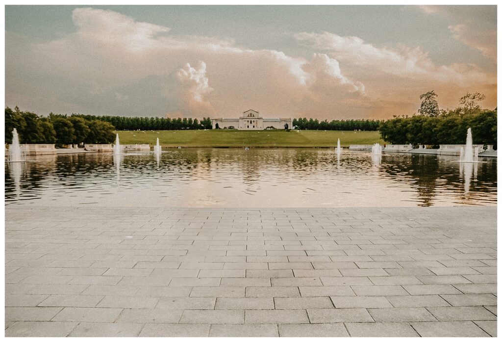 Emerson Grand Basin at the bottom of Art Hill most popular engagement session spots in St. Louis missouri wedding photographer