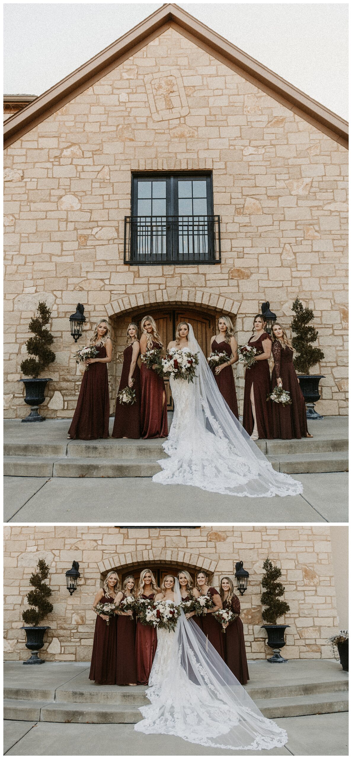bridal party in front of Silver Oaks Chateau