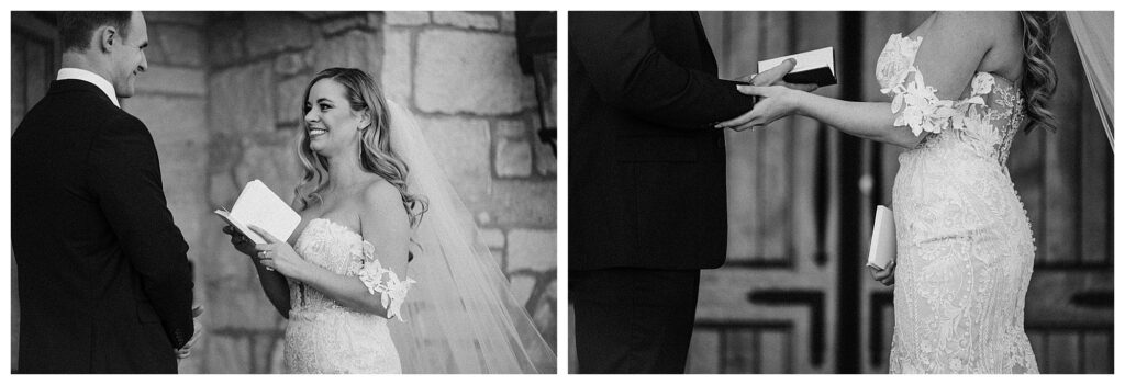 bride and groom black and white private vows