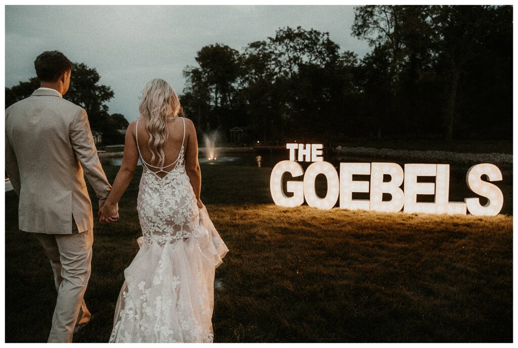 Marquee letters at Knotting hills wedding venue in St. Louis Missouri wedding photographer