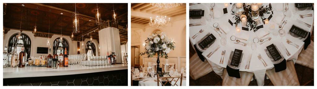 Details of decorated luxury wedding venue the Coronado in St. Louis wedding photographer