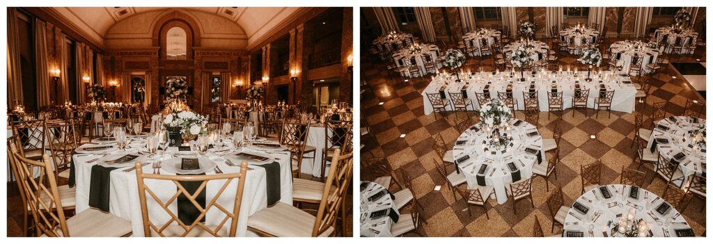 Overview of the grand ballroom of the luxury wedding venue - the Coronado in St Louis Missouri wedding photographer