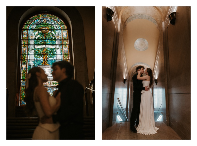 Central Library St. Louis Missouri engagement session blurre close up shot