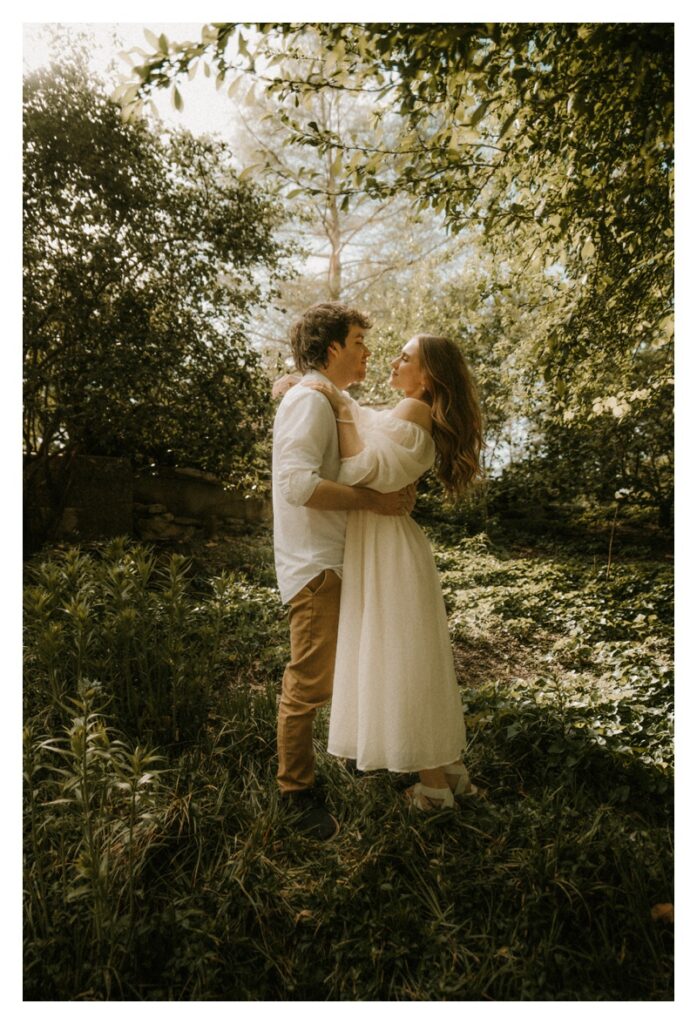 Princess Bride inspired engagement session in green forest and moss St. Louis Missouri