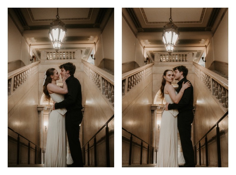 Candlelit engagement session at Central Library St. Louis indoor couples photos